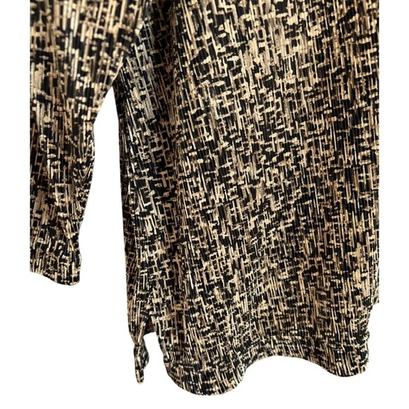 Coldwater Creek Womens XXL Black & Beige Abstract Button-Front Blouse 3/4 Sleeve - Picture 6 of 7
